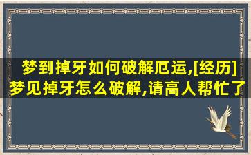 梦到掉牙如何破解厄运,[经历]梦见掉牙怎么破解,请高人帮忙了